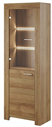 mb-moebel Moderne Wohnzimmerschrank Wohnzimmer Möbel Elegantes Regale Vitrine mit LED LOS WT70 Riviera Eiche