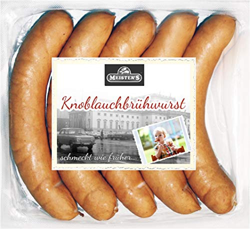 Knoblauchwurst | Knoblauchbrühwurst | Bockwurst | Echte Knoblauch Würstchen geräuchert | Wurst im Naturdarm | Premium-Qualität 10 x 150g