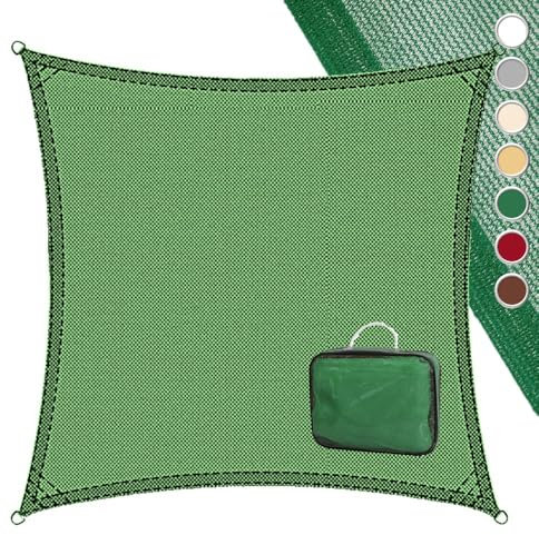 LOLAhome Toldo Vela de Sombra ANTICHARCOS | 3x3 m Cuadrado Verde | Fibras Alta Resistencia 200gr/m² HDPE, Protección UV, Transpirable | para Exteriores: Jardín, Patio, Terraza