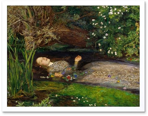 John Everett Millais Ophelia Cropped Art Print Framed Poster Wall Decor 12x16 inch
