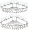 HEETA 2-Pack Corner Shower Caddy, Wall Mounted Storage Basket Shelve Adhesive, Bathroom Shelf Organiser for Shower Toilet Dorm Kitchen, SUS304 Stainless Steel No Drilling (Silver)