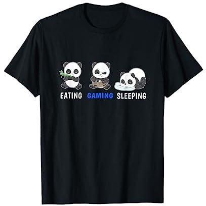 Essen Gaming Schlafen Panda Video Game Computer Videogame PC T-Shirt