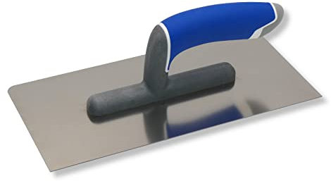 DEWEPRO® Glättekelle mit abgerundeten Ecken 270x130mm - Glattkelle - Traufel mit Edelstahlblatt - 270x130mm - Glätter - Aufziehglätter - Aufzieher