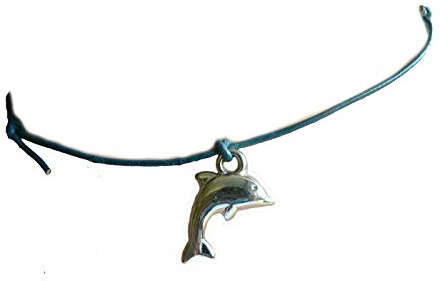 Ziegen Lederband Fußkettchen Delfin Delphin Charm größenverstellbar Farbwahl Farbe gelb