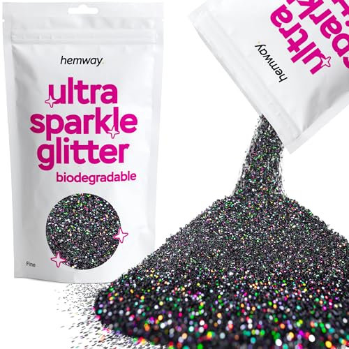 Biodegradable Glitter Black Holographic Ultra Sparkle Eco Friendly Plant-Based Bio Fine for Face Body Hair Craft Resin Festival Makeup Eyeshadow 100g / 3.5oz