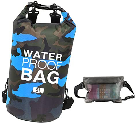 Idefair Wasserdichter Packsack, Schwimmender Trockenrucksack Strandtasche Leichter Trockensack für den Strand, Bootfahren, Angeln, Kajakfahren, Schwimmen, Rafting, Camping 5L 10L 15L 20L 30L