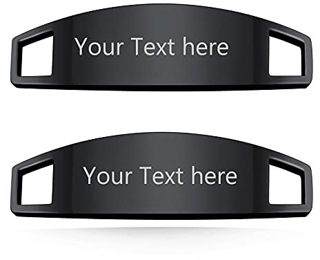 Custom4U Hebillas Personalizados Accesorios Cordones Zapatillas Chapa Rectangular con Nombres Grabados Broches Negros Acero Inoxidable 316L Adornos Calzado Hombre Mujer