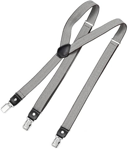 DonDon Hosenträger Herren gepunktet Fischgrät blau schmal 2,5 cm - Extra starke Clips für Anzug - Hosenträger Herren extra stark - Ideal für Männer oder Damen Rockabilly Suspenders