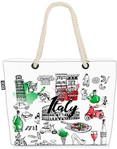 VOID Italy Italien Kolosseum Pisa Strandtasche Shopper 58x38x16cm 23L XXL Einkaufstasche Tasche Reisetasche Beach Bag
