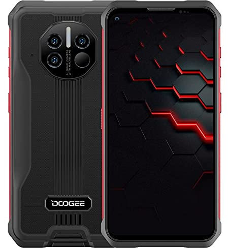 DOOGEE 5G Telephone Incassable V10, Batterie 8500mAh, Thermomètre Frontal Infrarouge, 6.39'' Android 11 Smartphone Débloqué Antichoc Etanche, Caméra 48MP,Charge sans Fil,8GB+128GB Double SIM Rouge