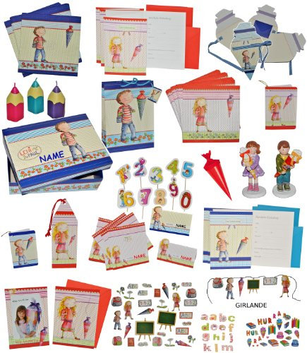 alles-meine.de GmbH 10 TLG. Set Einladungskarten + Umschlag - Mädchen Schulanfang Party Einladung Karte Schuleinführung rot