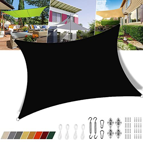 Pergola Protection des Rayons UV 2x3m Rectangulaire, Imperméable Toile d'ombrage pour Jardin Terrasse Camping Fête Piscine, sur Mesure avec Kit de Fixation, Noir