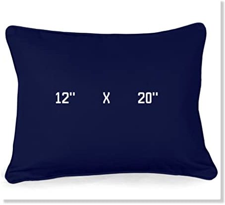 ARLINENS Rectangle/Oblong Plain Dyed Soft Decorative Cushion Covers 100% Cotton Cover for Home Decor Decoration Sofa couch Bed & Chair with Piped Edge (12x20, Navy Blue)