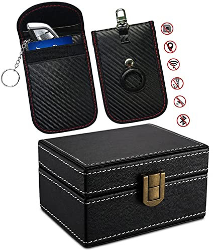 Keyless go Schutz Autoschlüssel für Faraday Box, Autoschlüssel Schutz Keyless Signalblockierbox Schutz Autoschlüssel Hülle Auto RFID Schlüssel Box mit Airtag Abdeckung Anti Diebstahl Schlüsseltasche
