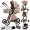 Prokoke Passeggino Trio, Passeggino 3 in 1 con Due Modi Reversibili per Spingere, Trio Passeggino Neonati Pieghevole in Un Clic, Trio con Una Lega di Alluminio a Cornice (225 Marrone)