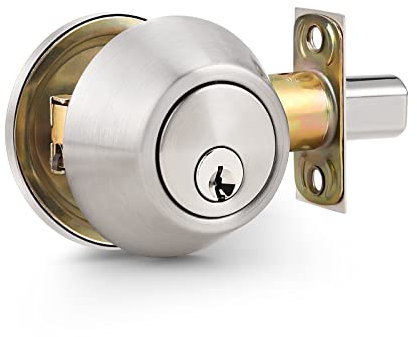 Probrico 5 Pack Single Deadbolt Stainless Steel Security Door Lock with Key Door Entrance Locker Safe Lock Satin Nickel