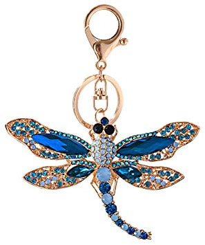 iSpchen Autoschlüsselanhänger Bunte Libelle Schlüsselanhänger Personalisiert Bling Strass glitzer Schlüsselbund Auto Schlüssel Anhänger Damen Mädchen Tasche Keychain Dekoration Anhänger Geschenk