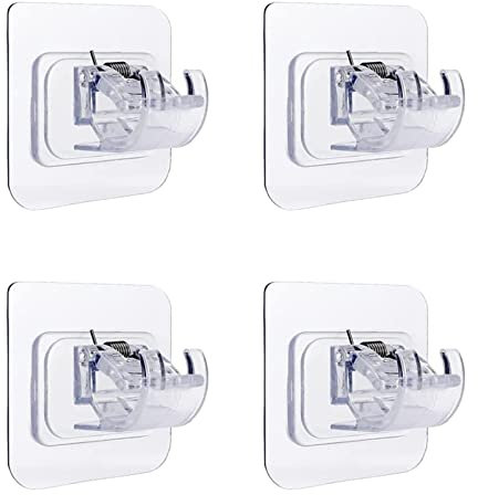 FAINCA 4 Pièces ccroche Rideau sans Percage, Support de Tringle à Rideau Auto-AdhéSif, Tringle à Rideau Réglable, Accroche Tringle Rideau sans Percage, Transparent Crochet Rideau sans percage