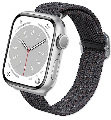 RhinoShield Correa trenzada Apple Watch Series 1/2/3(38mm)+S4/5/6/SE(40mm)+S7/8/9(41mm)+S10(42mm) | Repelente al agua y al sudor. Suave y elástica - Negro Medianoche