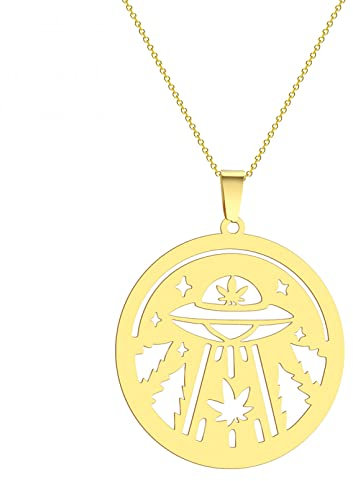 INCIDO Anhänger Halskette Design Space Ufo Alien Anhänger Halskette für Frauen Magische Halskette BFF Schmuck Halloween Party Geschenke Schmuck Festival Geschenk