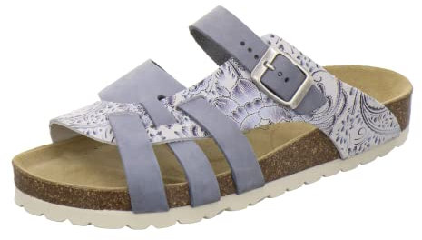 AFS-Schuhe 2122 Damen Pantoletten aus echtem Leder, hochwertige Hausschuhe für Frauen mit Eva-Sohle, Made in Germany (41 EU, Aqua-Multi/Sky)