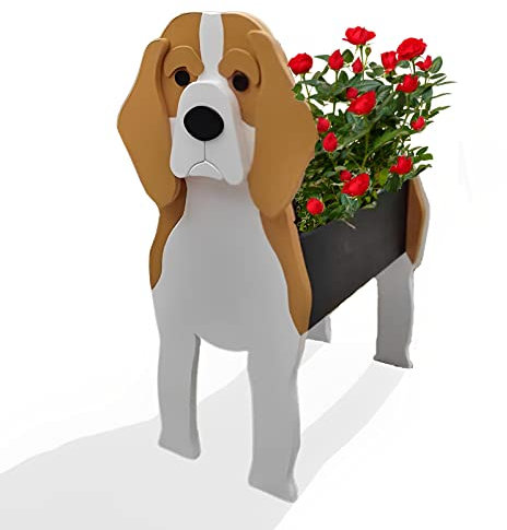 strolfay Pot de fleurs en PVC pour femme, joli pot de fleurs pour intérieur et extérieur, pot de fleurs pour anniversaire, bureau, amoureux des animaux domestiques, 24 x 17,2 x 34,2 cm (beagle)