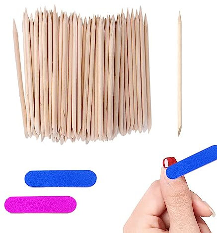 120 Picos De Manicura De Madera Con 2 Bandas De Frotamiento De Manicura De Color Doble Extremo Madera De Doble Extremo Naranja Palo De Madera Uñas Arte Herramientas Pedicura Cuidado De La Cutícula