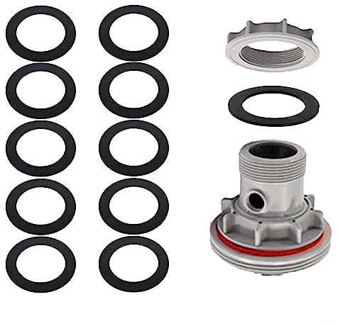 para Juego de 10 arandelas de goma de colador plano, juego de arandelas de goma para piscina para Intex 10255 con grandes agujeros de entrada/salida, piezas de repuesto de válvulas de émbolo