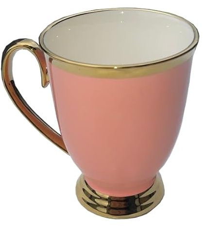 electromax 6 Piece Teacup and Gift Set - Vintage Serving Set for 6, with Bone China Tea Cup/Mug 300ml Strong Lightweight Set - Pink Set