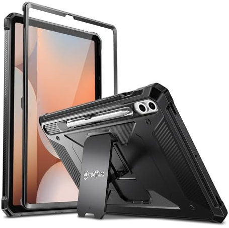 FINTIE Shockproof Case for Samsung Galaxy Tab S10+ Plus/ S9 FE+ Plus/Galaxy Tab S9+ Plus 12.4, Tuatara Rugged Unibody Hybrid Full Protective Bumper Kickstand Cover Built-in Screen Protector, Black