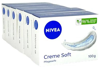 NIVEA Creme Soft Pflegeseife | VEGAN | 100g (6er Pack) - Kernseife Ohne Mikroplastik für sanfte Reinigung