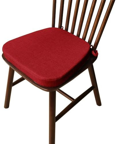 Bettschlange 2er Set Stuhlkissen mit Bändern, Waschbare Sitzkissen rutschfest,Stuhlauflage Stuhlpolster Sitzkissen,Leinen Memory Baumwolle Kissen für Zuhause Büro Küche Esszimmer,40x38x33(3cm Dicke)