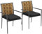 Outsunny 2er-Set Rattan Gartenstuhl Gartensessel Set mit Kissen, Stapelbarer Gartenstuhl, Balkonstuhl für Terrasse, Stahl, 57 x 58 x 87 cm, Braun+Schwarz+Grau
