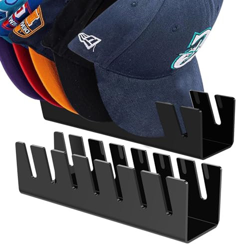 KTCINA 2 Stück Organizer für Baseballmütze, Verkaufsständer, Kappe, Organizer, aus Acryl, Hüte, für Schlafzimmer, Schrank, Kommode (schwarz)