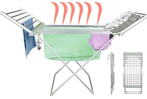 Tendedero eléctrico para Secadora de Ropa,tendedero portátil con 20 Barras calefactoras,45~55 ℃,tendedero con calefacción eléctrica,Secadora de Ropa Plegable portátil,Ahorro de Espacio energé