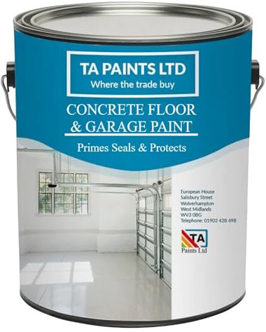 T A Paints Ltd Floor & Garage Paint 3 in 1 Prime Seal Protect Hard Wearing Industrial Factory Floors Multi Purpose Metal Wood Concrete Brick (1L Grey BS 18 B 25)