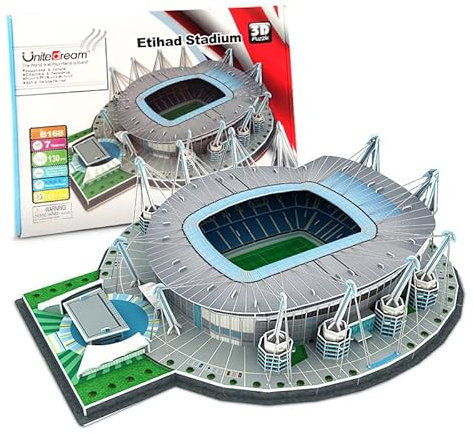 Habarri - ETIHAD Puzzle 3D - 3D Puzzle Stadion - 3D Fußballstadion für Kinder und Erwachsene - Fußballstadion Modell - Modellbau - 130 Elemente