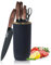 Messerset mit Messerblock Set, Rund 6-teilig Profi Küchenmesser Set, Super Sharp Messer Set mit Schere und Ergonomischer Griff, Non-Stick Edelstahl Messer Block Set Für Home Restaurant RV (Schwarz)