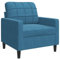 vidaXL Fauteuil Bleu 60 cm Velours, Fauteuil, canapé Confortable, siège de canapé, canapé, Fauteuil de Club, Fauteuil TV, canapé de Relaxation