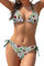 SHEKINI Bikini Set Damen Ties-up Neckholder klassischer Triangel Bikinioberteil Bedruckter Bikini Damen Sexy Triangel Verstellbare Bikinihose(S,Blume Paisley)