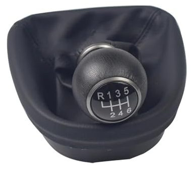 YAKISA Schaltknauf Für Seat Für Leon MK2 1P 2005 2006 2007 2008 2009 2010 2011 2012 Auto Styling 5 6 Gang Schalthebel Schaltknauf Mit Ledermanschette Schalthebelkopf(Black-6 Speed)