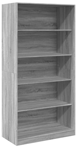 vidaXL Kleiderschrank, Garderobenschrank mit 5 Fächern, Kleiderregal Schrank für Schlafzimmer, Flurschrank Garderobe Dielenschrank, Grau Sonoma Holzwerkstoff