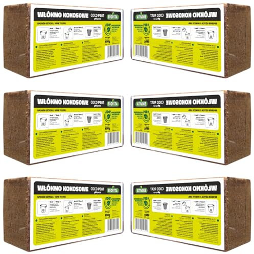 Kokoserde 6x650g - Set - Anzuchterde - Kokosnussfasern - Blumenerde aus Kokosfaser - natürlich & torffrei -für den Anbau von Gemüse, Obst und Zierpflanzen - Erde für Zimmerpflanzen, Pflanzenerde