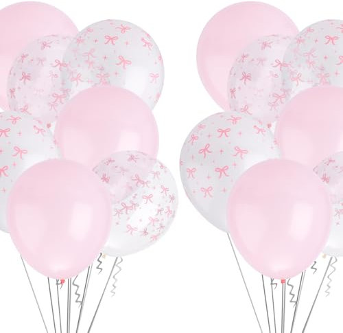 24 Ballons en Latex Rose avec Noud pour Décorations de Fête, Ballons d'Anniversaire avec Noud Décorations de Révélation du Sexe Baby Shower pour Fiançailles Mariage Confession Vacances Fête