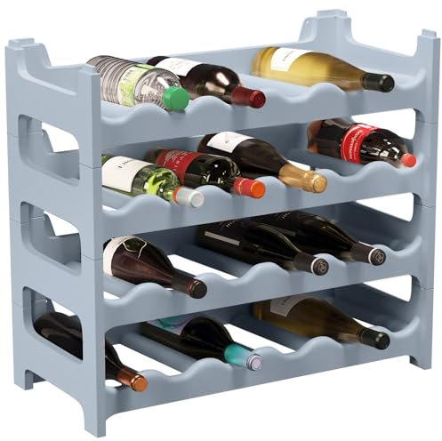 ARTECSIS Casier à Bouteilles, Étagère à Vin pour 24 Bouteilles, Plastique Gris Béton, Hauteur de 54 cm