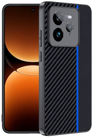 Effcotuo Custodia per Realme GT 7 Pro 5G Cover [Fibra di Carbonio] Morbido TPU Custodia Protezione Anti Scivolo/Antiurto per Realme GT7 Pro 5G Case -Nero