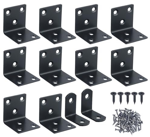 10 connettori angolari 40 x 40 x 40 mm, e 2 connettori angolari 30 x 30 x 16 mm, angolo della piastra forata di 90 gradi, angolo di foro per legno, angolo di montaggio per carichi pesanti, angolo di