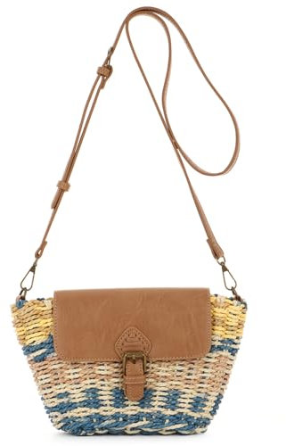 EVEOUT Straw Crossbody Bag Women Girl Chic Small Rattan Basket Bag Summer Boho Woven Raffia Shoulder Bag for Beach Holiday Travel