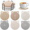 Lot de 6 Dessous de Verre en Coton, sous-Verres Ronds Style Bohème avec Support, Absorbants et Antidérapants, pour Cuisine, Salon, Bureau, Bar, Idée Cadeau Maison, Anniversaire, Décoration de Table