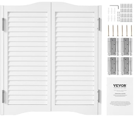 VEVOR Porte Oscillanti per Bar 900 x 900 mm Porte Interne per Saloni con Parte Superiore ad Arco, Doppia Azione in Legno di Pino, con Cerniere e Ferramenta, per Corridoio Cucina Bar Ingresso, Bianco